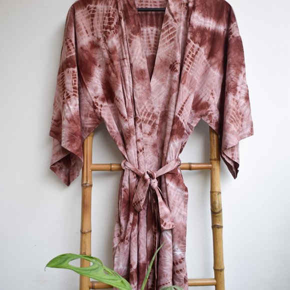 Dusty Rose Kimono Robe / Bridal Robe - Picture 3 of 3